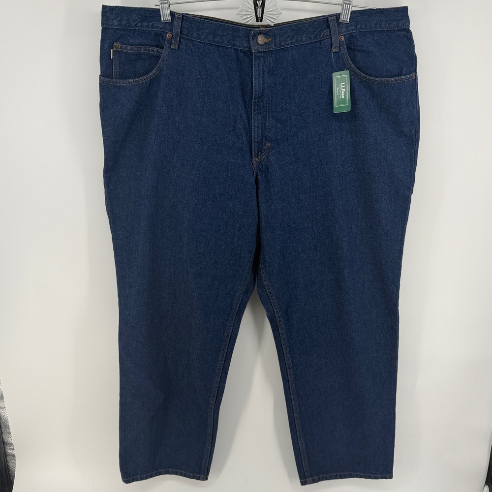 LL Bean Double L Jeans Mens 46x30 Dark Wash Blue Straight Leg Denim 220626 NEW - Picture 2 of 10